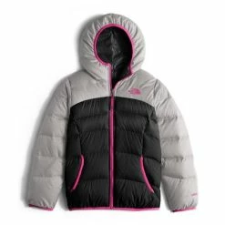 The North Face Reversible Moondoggy Jacket Girls' -Winter Clothing Shop 10143 METALLIC SILVER HTH m