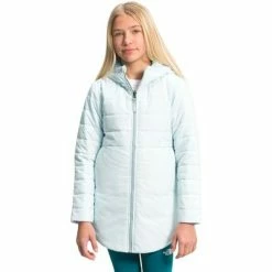 The North Face Reversible Mossbud Swirl Parka Girls' 7 The North Face Reversible Mossbud Swirl Parka Girls' -Winter Clothing Shop 103754 ICE BLUE m