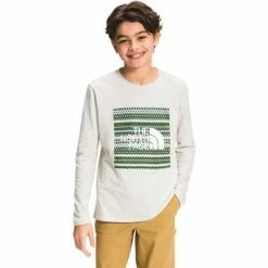 The North Face Graphic Long Sleeve Tee Boys' -Winter Clothing Shop 103853 MOONLIGHT IVORY m