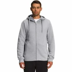 The North Face Longs Peak Quilted Full Zip Hoodie Men's -Winter Clothing Shop 105492 MELD GREY WHITE HTHR m