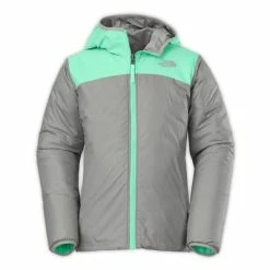 The North Face Reversible Perseus Jacket Girls' -Winter Clothing Shop 11134 SURF GREEN m