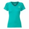 The North Face Short Sleeve Reaxion Amp V-Neck Tee Women`s -Winter Clothing Shop 2844 BLUEBIRDBUDDINGGRN m