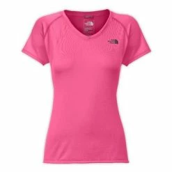The North Face Short Sleeve Reaxion Amp V-Neck Tee Women`s -Winter Clothing Shop 2844 SWEETVIOLETTNFBLK m