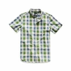 The North Face Short Sleeve Hammetts Shirt Men's -Winter Clothing Shop 36239 GARDEN GRN ASH PLAID m