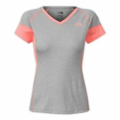 The North Face Reactor V-Neck S/S Women's -Winter Clothing Shop 7520 TNFLTGRYHTHRNEONPCH m
