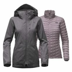 The North Face Thermoball Snow Triclimate Parka Women's -Winter Clothing Shop 7962 RABBIT GREY HEATHER m
