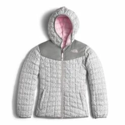 The North Face Reversible Thermoball Hoodie Girls' -Winter Clothing Shop 8130 TNF WHITE LACE PRINT m