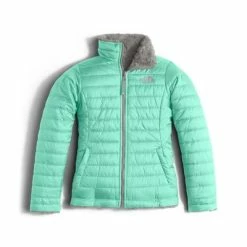 The North Face Reversible Mossbud Swirl Jacket Girls' -Winter Clothing Shop 8181 ICE GREEN m