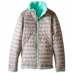 The North Face Reversible Mossbud Swirl Jacket Girls' -Winter Clothing Shop 8181 METALLIC SILVER m