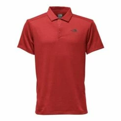 The North Face Short-Sleeve Crag Polo Shirt Men's -Winter Clothing Shop 8267 CARDINAL RED HEATHER m