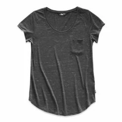 The North Face Short Sleeve Boulder Peak Top Women's -Winter Clothing Shop 89538 TNF DARK GRY HTHR m