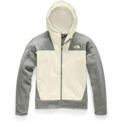 The North Face Glacier Full Zip Hoodie Girls' -Winter Clothing Shop 91372 VINTAGE WHITE m