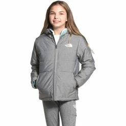 The North Face Perrito Reversible Insulated Jacket Girls' -Winter Clothing Shop 96745 TNFMEDIUMGRYHTR m